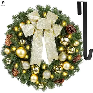 Hochwertige beliebte Weihnachts kranz Haustür dekoration mit künstlichem Kiefern kranz aus Pinienkernen, geeignet für Party dekoration