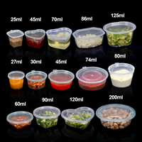 Gobelets jetables en plastique PP pour sauces, portions de 1 oz, 1,5 oz, 2 oz, 3 oz, 4 oz, bols de service pour condiments, contenants de charcuterie avec couvercle à charnière