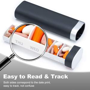 Pastillero Semanal de Viaje para 7 Días, Bonito Estuche para Pastillas con Cierre Deslizante, Pequeño Organizador de Medicamentos Libre de BPA para Vitaminas y Suplementos - Product Image 5