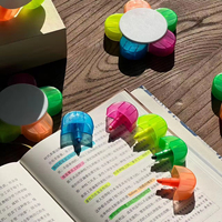 5-en-1 pétales surligneurs 5 couleurs forme de fleur aquarelle surligneur stylos stylos fluorescents papeterie scolaire avec logo personnalisé