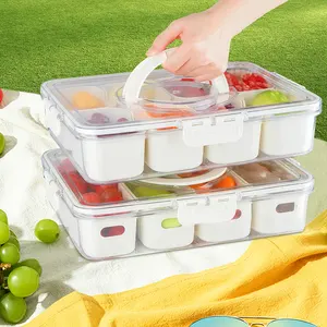 8 Compartment Serving Tray With Dividers Portable Container Storage Organizer For Kitchen Divided Serving Veggie Tray With Lid