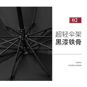Folding <b>Umbrella</b> 10-Rib Black Vinyl Sun Protection UV Protection Sunny And Rainy Use Travel Manual Open - Product Image 5