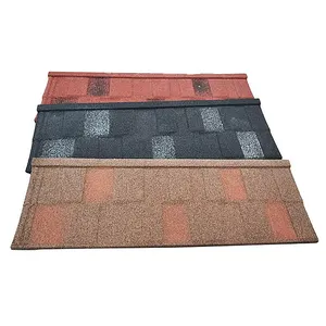 0.28mm Color Stone Coated Roof Tile Accessories Price House Building Material Red Color Metal Roof Tile Shingle