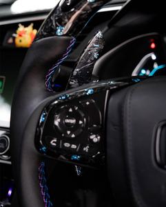 Volante Deportivo LED de Fibra de Carbono Forjada y Cuero, Nuevo y en Oferta, para <span class=keywords><strong>Civic</strong></span> 10ª Generación 2016-2021, Franja Azul, Interior de Carreras - Product Image 5