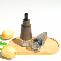 Flacon compte-gouttes en verre grain de bois de 30 ml, rechargeable, pour huiles essentielles, sérums et produits cosmétiques
