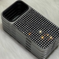 Coque de luxe électroplaquée en PC avec plaque arrière entièrement ornée de strass étincelants pour iPhone 17 Pro – Housse tendance résistante aux chocs
