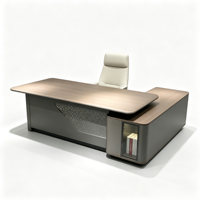 Bureau de direction moderne de luxe en forme de L avec rangement latéral pour bureau de patron, mobilier professionnel pour espace de travail de directeur