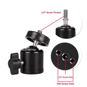 Accesorios de Estudio con Rotación de 360 Grados, Mini Cabezal Esférico Giratorio de Aluminio para Trípode, Monopié, Anillo de Luz, Soporte para Cámara con Orificio de 1/4 de Pulgada, Color Negro - Product Image 3