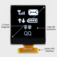 Módulo de Pantalla PMOLED de 1.5 Pulgadas 128x128, Pantalla Cuadrada, Controlador SH1107, Interfaz SPI/I2C de 4 Hilos, Monocromática Blanca, Controlador Inteligente
