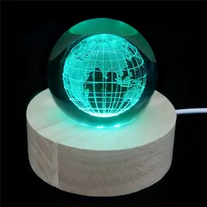 China Supplier Rubber Wood Holiday Room Decoration Wireless Music Box LED Night Light