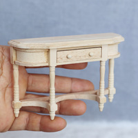 Table console miniature en bois à l'échelle 1/12, style européen classique, demi-table pour maison de poupée, mobilier personnalisé OEM EN71, vente en gros