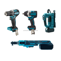 Kit combiné d'outils sans balais 18V 4 pièces : Clé à chocs 1000 Nm, Perceuse, Clé à cliquet, Pompe à air – Ensemble d'outils électriques sans fil