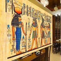 Papier peint non tissé à thème Pharaon et hiéroglyphes du Papyrus égyptien ancien pour décoration de restaurant