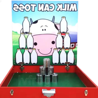 Jeu de Bingo pour Enfants avec Bouteilles de Lait, Balles Souples et Cibles en Bois, Thème Vache de Dessin Animé, Léger pour les Activités de Carnaval
