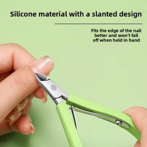 Ciseaux à cuticules en acier inoxydable et silicone, outil de manucure pour les doigts, pour éliminer les peaux mortes et les cuticules, <span class=keywords><strong>coupe</strong></span>-<span class=keywords><strong>ongles</strong></span>, pince à paronychie - Product Image 4
