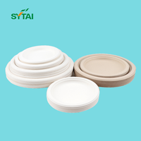 100% Vaisselle biodégradable Assiettes rondes en fibres de canne à sucre Vaisselle compostable Assiettes à vaisselle