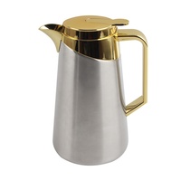 Bouilloire à eau moderne de luxe en acier inoxydable avec couvercle et poignée dorés, design à isolation thermique