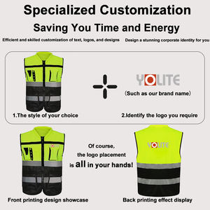 욜라이트 맞춤 로고 패션 팬톤 컬러 반사 <span class=keywords><strong>3M</strong></span> 안전 고시인성 작업복 조끼 보안 반사 조끼 재킷 작업 셔츠 - Product Image 4