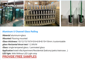 Balaustra in Vetro ACE con Profilo a U in Alluminio per Balcone, Design di Ringhiera in Vetro Senza Telaio per Villa - Product Image 2