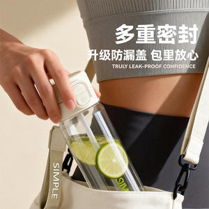 Vaso de agua portátil de plástico Yoshimi con pajita sin BPA para estudiantes escolares 500 ml - Product Image 2