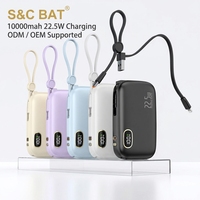 Batterie externe 10000 mAh à charge rapide bidirectionnelle 22,5 W avec câbles détachables mini pour les voyages d'affaires et l'usage quotidien – Vente directe usine