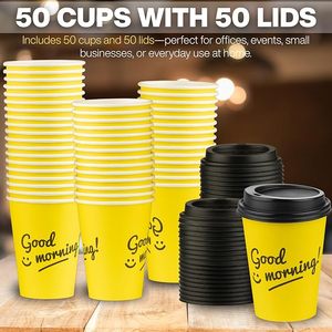 Nuevas Tazas de Café de 8oz, 12oz y 16oz, de Papel, Doble Pared, para Llevar, con Tapas Negras - Product Image 2