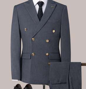 2025 mode hommes costume <span class=keywords><strong>2</strong></span> pièces Slim Fit Double boutonnage mariage Blazer pantalon ensemble affaires bal costumes pour hommes luxe hommes Tuxedos - Product Image 3