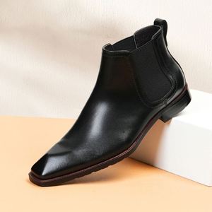 Zapatos Casuales de Alta Calidad 2025, Nuevos Zapatos de Moda Europeos para Hombre, Botas Cortas de Trabajo con Suela Gruesa, Zapatos de Cuero Vacuno - Product Image 2