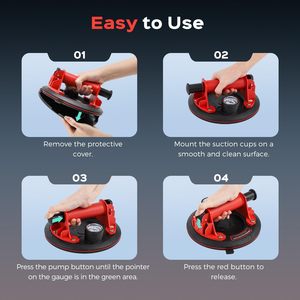 Chất lượng cao 8 inch công nghiệp hướng dẫn sử dụng chân không nâng lên cốc Hút gạch kính công cụ 220kg OEM/ODM với máy đo áp suất-1 gói - Product Image 5