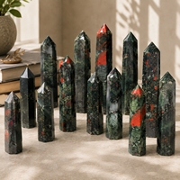 Tour de cristal poli en pierre de sang africaine de 15,5 cm, pointe de cristal, décoration d'intérieur, pierre de guérison, cadeau de méditation, collection minérale, objet de présentation