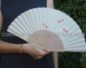 Factory Direct 23cm Portable Foldable Wooden Fabric Handheld Fans Custom Logo Advertising Promotion <b>Gift</b> - Product Image 5