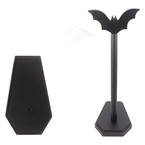 Gothic Bat Shape Toilet Paper Holder Black Wooden Desk Decor Halloween Theme Free <b>Standing</b> Design - Product Image 3