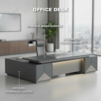 Bureau avec surface de travail spacieuse, hub de charge intégré, rangement sécurisé et design minimaliste moderne pour les bureaux