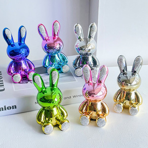 Niedlicher Hasen-Schlüsselanhänger, süßes Schlüsselband, glitzerndes Auto-Accessoire für Frauen, Mädchen, Männer, Geschenk, Kawaii-Handgelenkschlaufe, Geldbörsen-Rucksack-Schlüsselring-Anhänger - Product Image 2