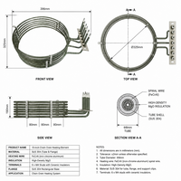 Élément chauffant pour four à air chaud 220V 9KW, en acier inoxydable 304, chauffage tubulaire annulaire pour four à convoyeur à chaîne de 15 pouces