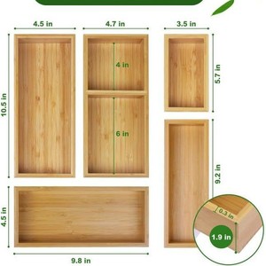Bamboo Desktop Storage Box Rectangle 18L Office Organizer For Bedroom <b>Study</b> Bathroom <b>Desk</b> - Product Image 4
