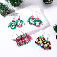 Boucles d'oreilles pendantes mignonnes en acrylique motif sapin de Noël et bonnet de Père Noël pour fête, mariage, cadeau