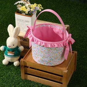Personalized Girl Egg Hunt Basket <strong>Easter</strong> Eggs Hunting Party Decoration <strong>for</strong> Kids Canvas Bunny Bag With Bow Knot - Product Image 3