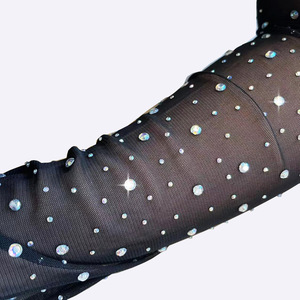 Gants d'étiquette pour femmes Sexy Rhinestones Full Finger Gloves Flash <span class=keywords><strong>Diamond</strong></span> Fishnet Dance Cosplay Party Nightclub Long Glove - Product Image 3