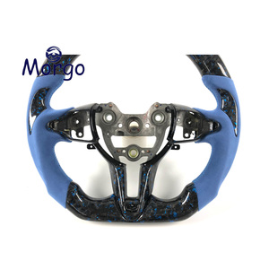 Volante Deportivo Personalizado en Fibra de Carbono Forjada Azul y Gamuza Azul para Hyundai Elantra N, I30N, I20N, Veloster N, M/T CN7 - Product Image 3
