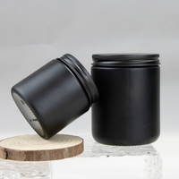 Vente en gros de bocal vide peint en noir mat bocal en verre à bougie 8oz côté droit avec couvercle en métal