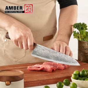 سكين مطبخ Vg10 من الفولاذ الدمشقي مقاس 8 بوصة، سكين شيف ياباني فائق الحدة للحم، طقم سكاكين مطبخ مصقولة يدويًا من دمشق الأصلية - Product Image 6