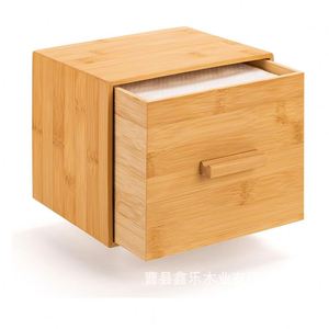 Boîte en bois, porte-serviettes en bambou avec tiroir pour la maison ou le bureau - Product Image 1