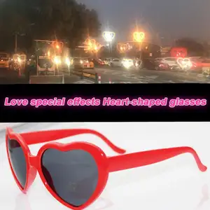 Óculos de sol em forma de coração feminino, óculos de efeito de diffração com logo customizado para mulheres 2021