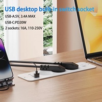 Prise encastrable ultra-mince 7-en-1 avec interrupteur, 2 USB-A + 2 USB-C, charge rapide 20W, protection contre les surtensions, pour usage au bureau et à domicile