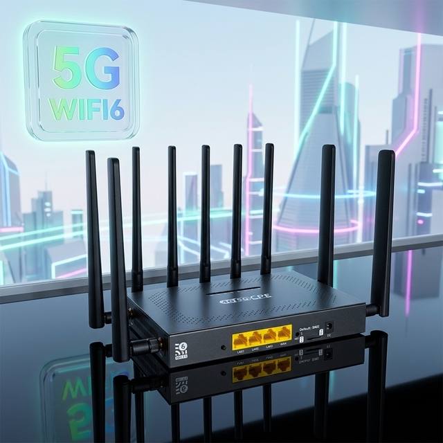 Customizable OpenWrt Gigabit 5G Dual SIM LTE CPE Router M.2 Slot WiFi ESIM Wireless Modem for Home Office & Enterprise