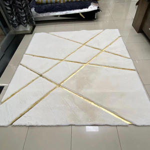 Alfombra Benyi, diseño dorado <span class=keywords><strong>de</strong></span> estilo lujoso Simple, alfombra lavable multicolor supersuave, alfombra <span class=keywords><strong>de</strong></span> piel <span class=keywords><strong>de</strong></span> conejo <span class=keywords><strong>de</strong></span> imitación con lámina dorada - Product Image 6