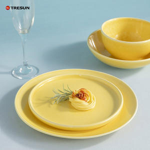 Juego de Vajilla Rústica Nórdica Clásica de Porcelana Esmaltada en Color Amarillo con Plato para Frutas y Tazón para Arroz con Bordes Creativos, <span class=keywords><strong>Regalo</strong></span> Empresarial - Product Image 6