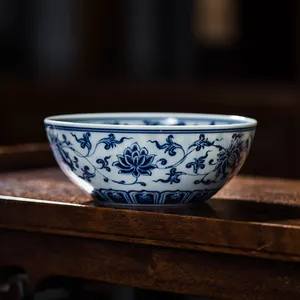 Versandfertig Zhongs-Kelch Kung-Fu-Tee-Set Jingdezhen hochwertiges handbemaltes blaues und weißes Keramik-Tasse-Tasse Teetasse