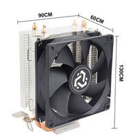 2 Pipa Panas Tembaga Pendingin Udara CPU Bantalan Bola 22dBA 4Pin untuk Prosesor LGA 775/1366/115x AM3 AM4 AM5